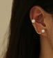 Double Pearl Gold Chain Ear Crawler