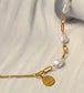Natural Flat Pearls Gold Chain Bracelet