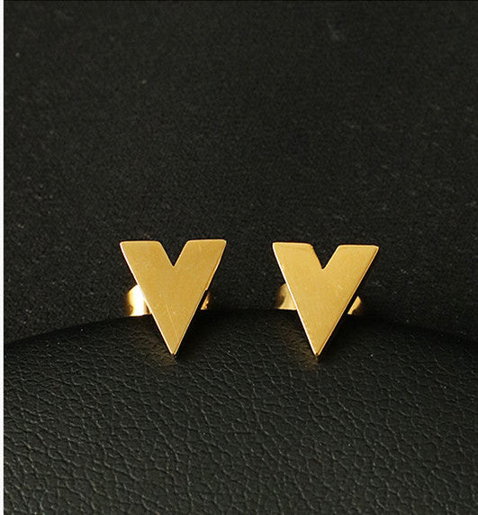 Letter V Gold Ear Stud