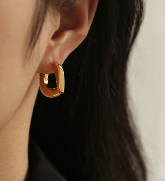 Uneven Surfaced Gold Buckle Earrings