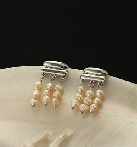 Pearl Curtain Drop Earrings