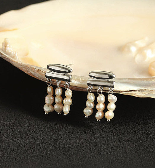 Pearl Curtain Drop Earrings