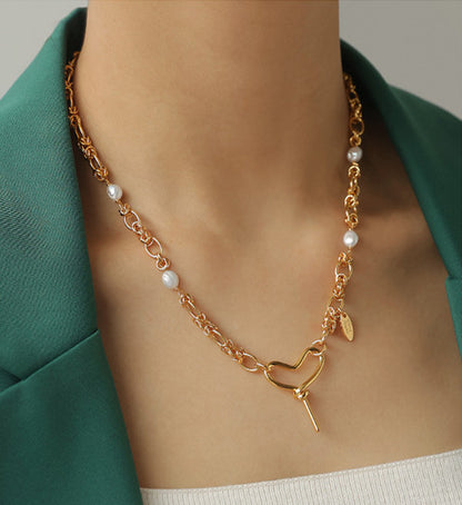 Chains & Pearls Heart Shaped Necklace