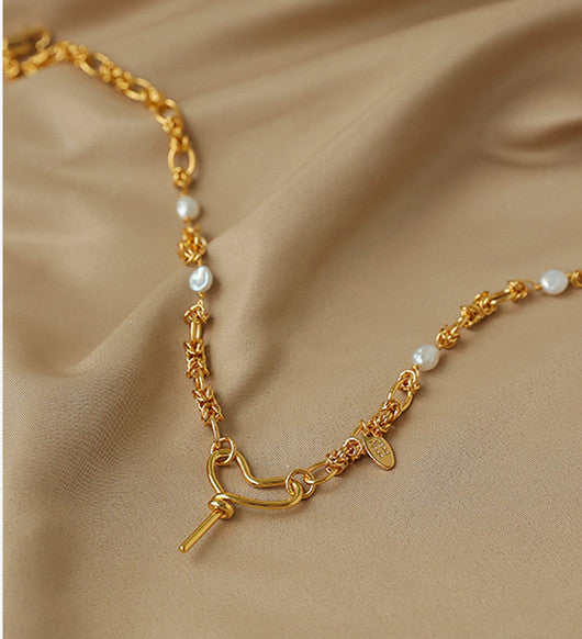 Chains & Pearls Heart Shaped Necklace