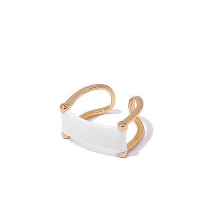 Abstract White Geometric 18K Gold Plated Ring