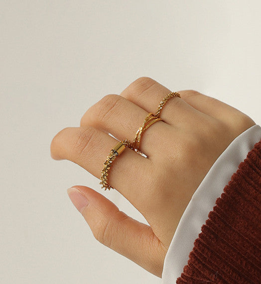 Ruffled Spikes Gold Ring