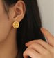 Silhouette Outline Gold Coin Ear Studs