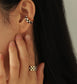 Checkered Stainless Steel Gold Plated Ear Cuff