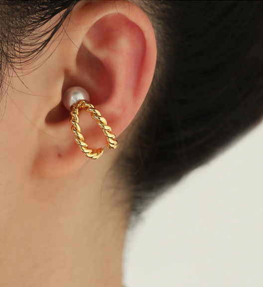 Double Layer Twist Braid 18K Gold Plated Brass Ear Cuff