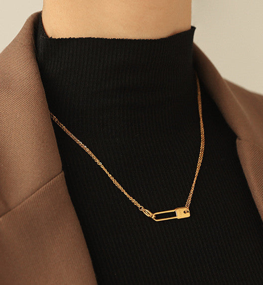 Safety Pin Locket Gold Necklace