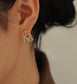 Clear Glass 18K Gold Plated Brass Ear Studs