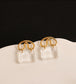 Clear Glass 18K Gold Plated Brass Ear Studs