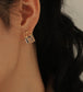 Clear Glass 18K Gold Plated Brass Ear Studs