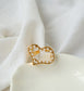 Abstract Heart Pearl Embellished Large Ring