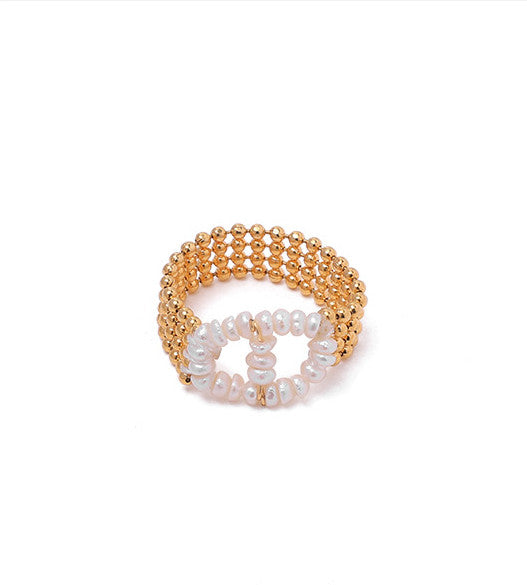 Assorted Gold Rings with Pearl Beads