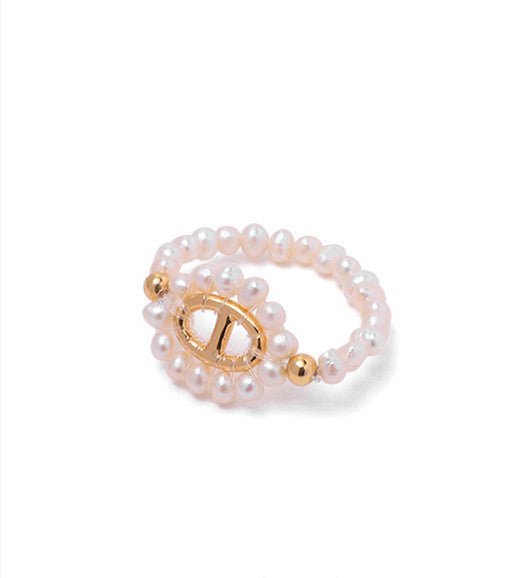 Assorted Gold Rings with Pearl Beads