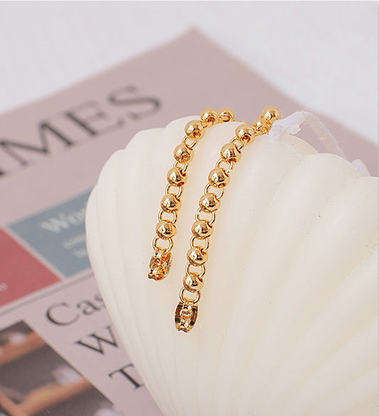 Gold Beaded Loop Earrings