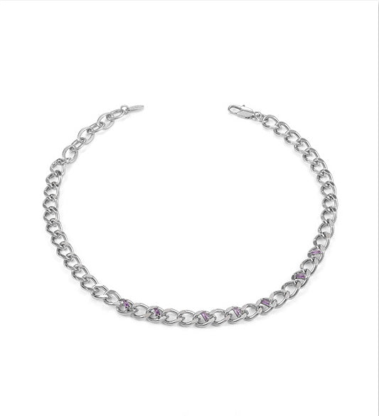 Classic Thick Chain Necklace with Rectangular Crystals