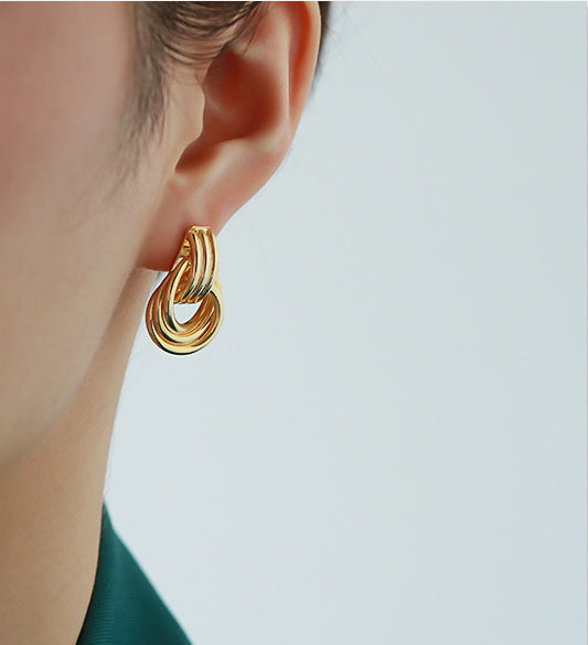 Layered Hoops Gold Earrings