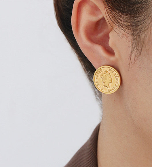 French Portrait Coin Earrings