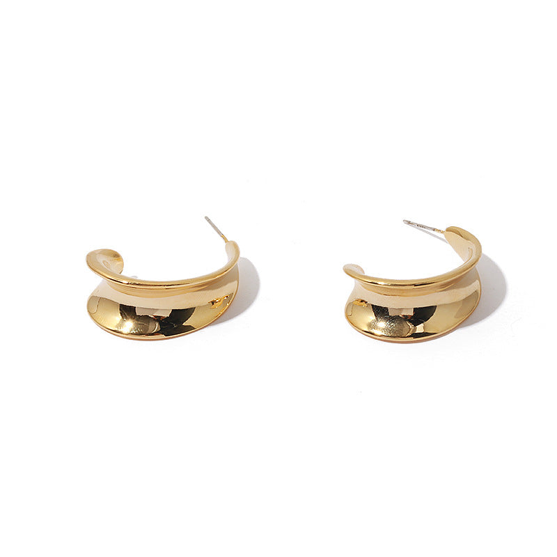 C-Shape Curved Gold Earrings