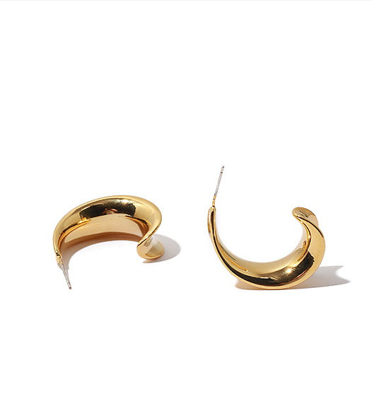 C-Shape Curved Gold Earrings