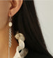 Asymmetrical Chain & Pearls Dangle Earrings