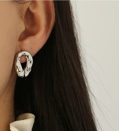 Textured Oval with Crystal Earrings