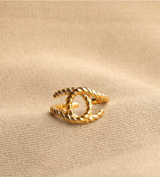Overlapping Twist Rope Gold Ring