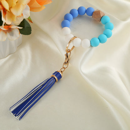 Colorful Beads & Tassels Key Chain Bracelet