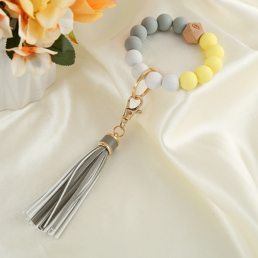 Colorful Beads & Tassels Key Chain Bracelet