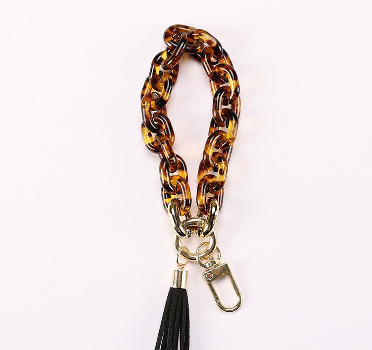 Acrylic Chain Bracelet Key Chain with Tassel