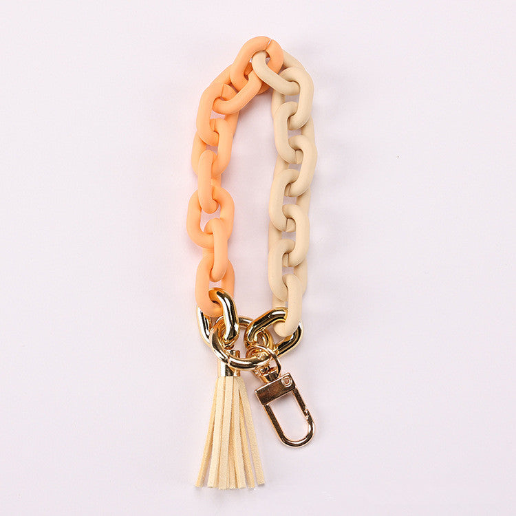 Acrylic Chain Bracelet Key Chain with Tassel