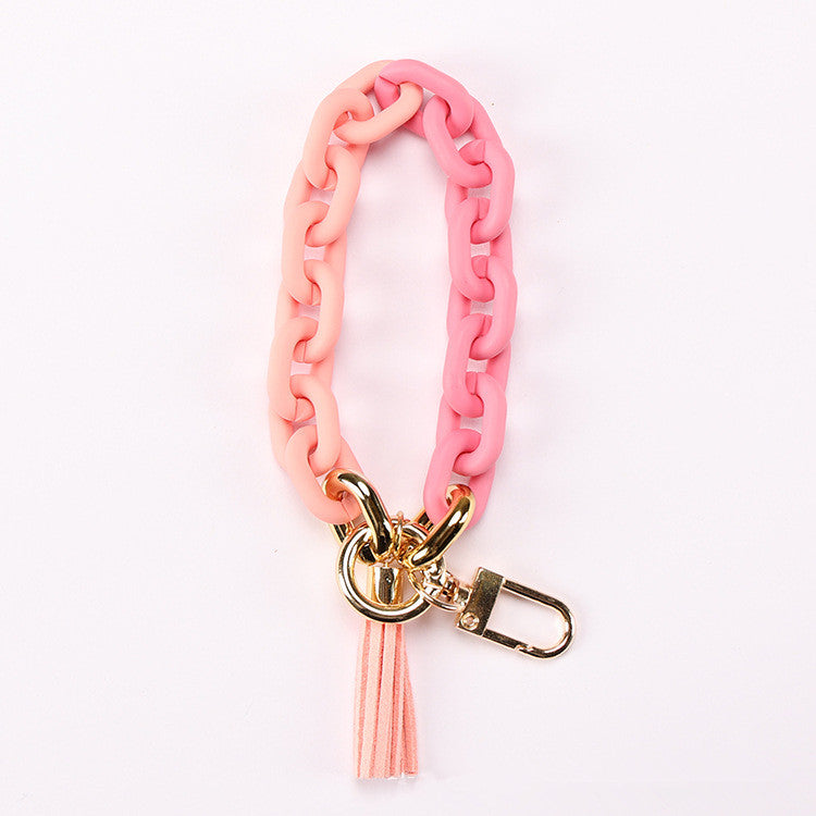 Acrylic Chain Bracelet Key Chain with Tassel