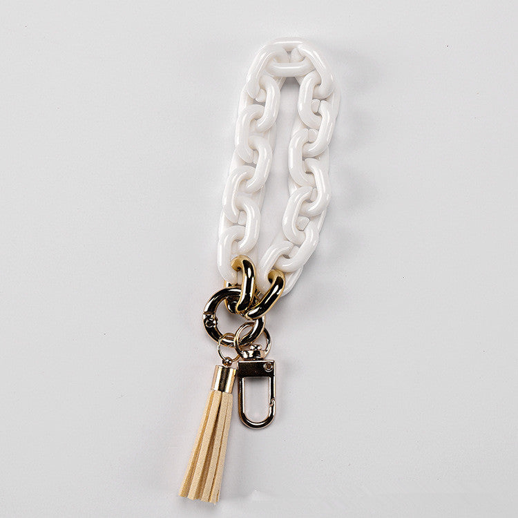 Acrylic Chain Bracelet Key Chain with Tassel