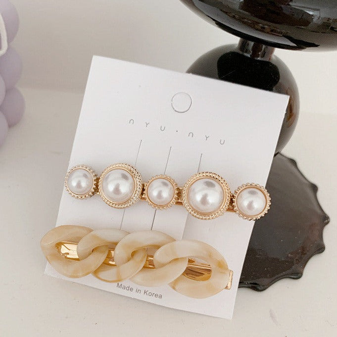 Pearls & Links Two Piece Hair Clip Set