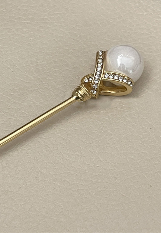 Diamond Studded Pearl Hair Pin