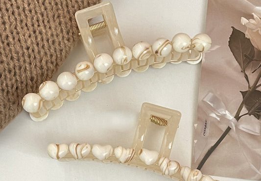 Marble Detail Thin Hair Claw