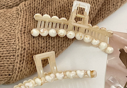 Marble Detail Thin Hair Claw