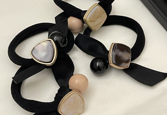 Marble Embellished Bow Hair Tie