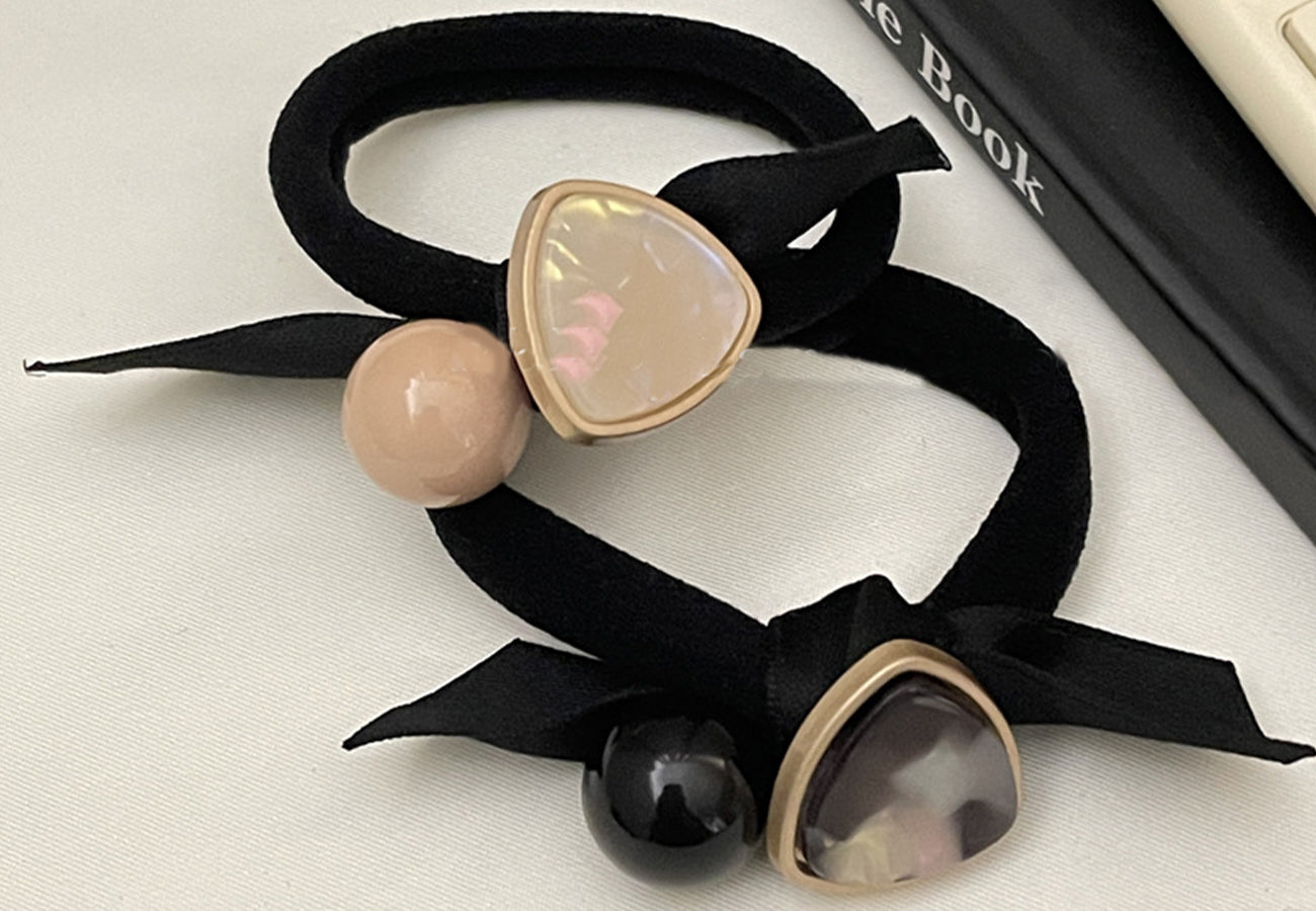 Marble Embellished Bow Hair Tie