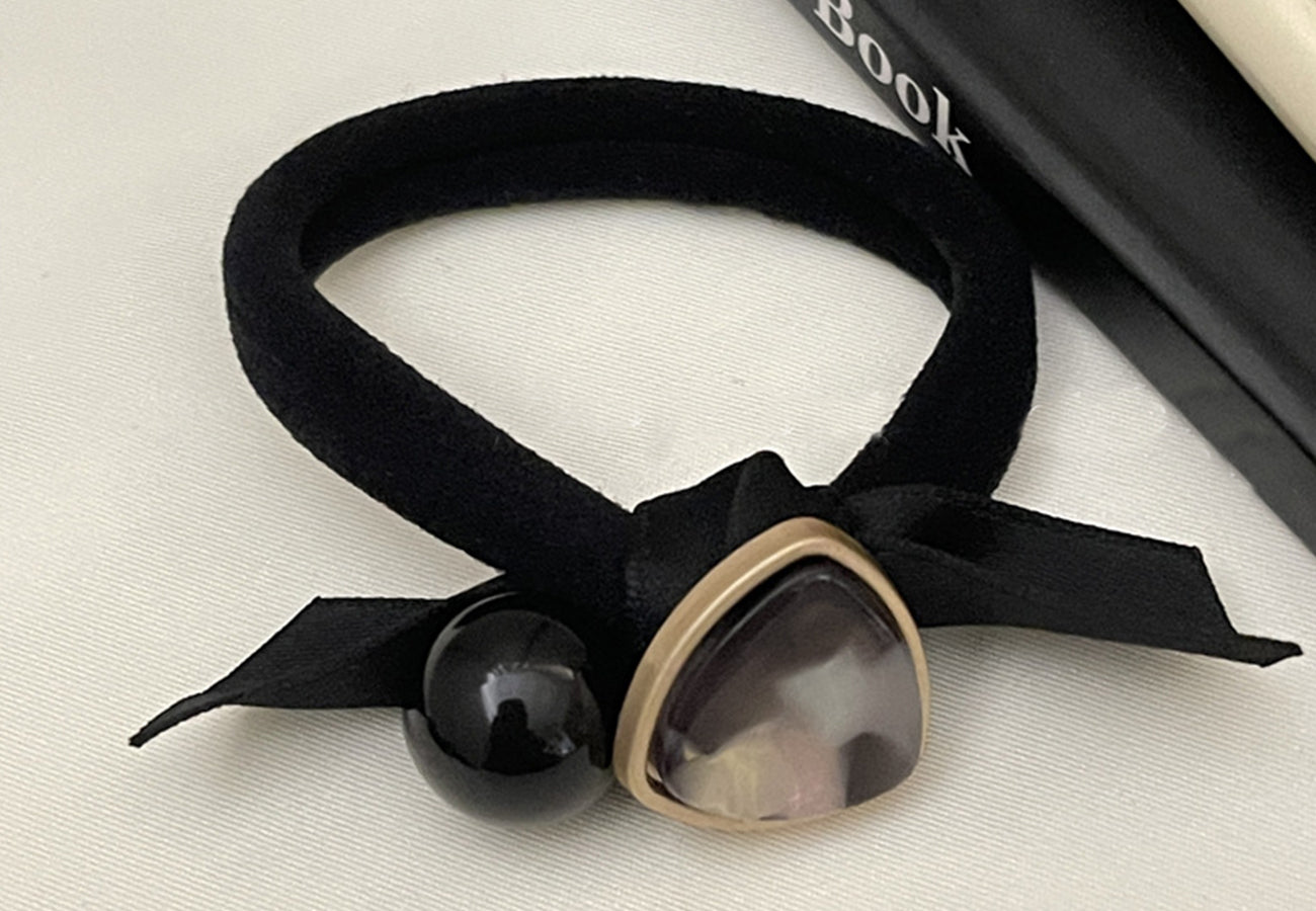 Marble Embellished Bow Hair Tie