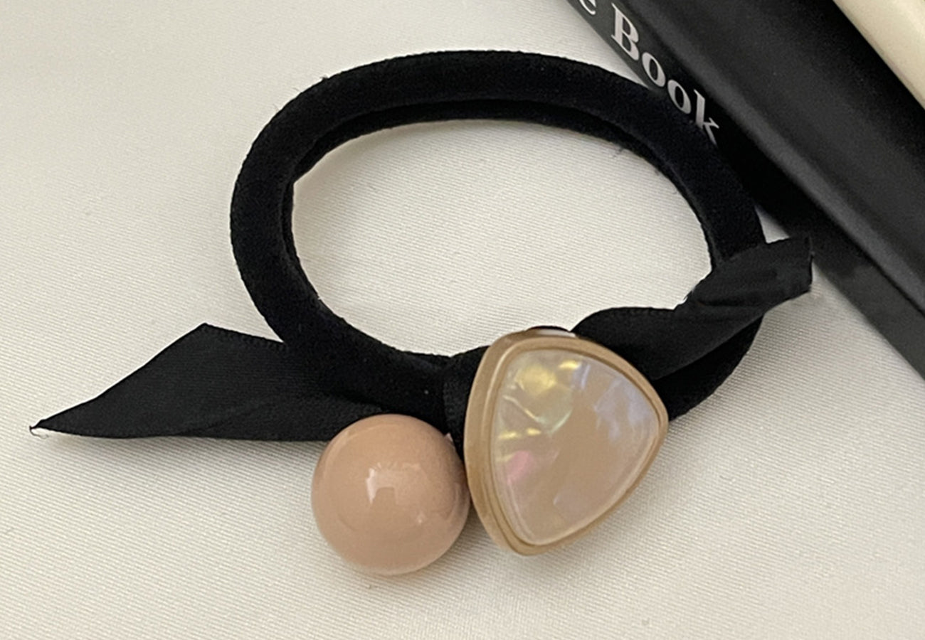 Marble Embellished Bow Hair Tie