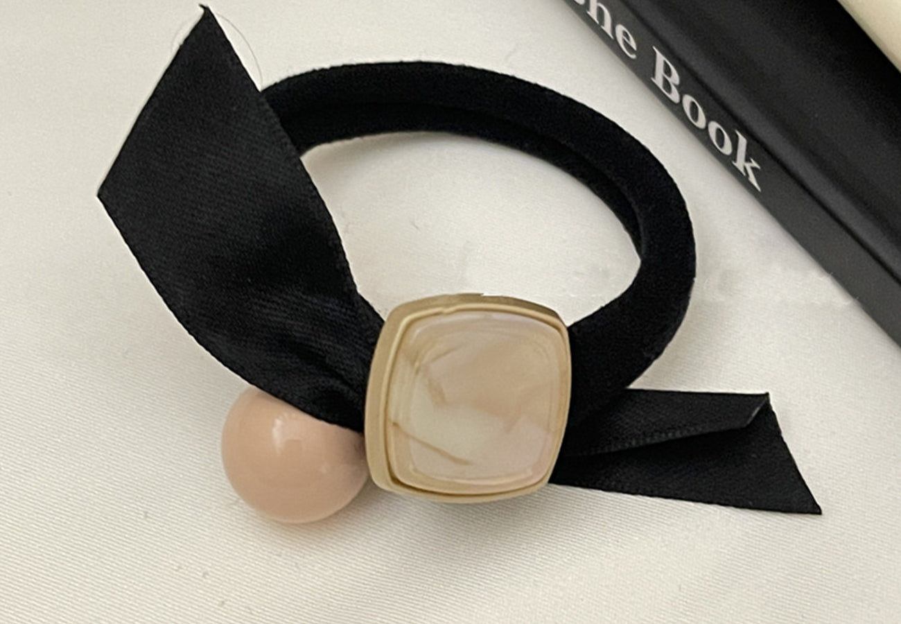 Marble Embellished Bow Hair Tie