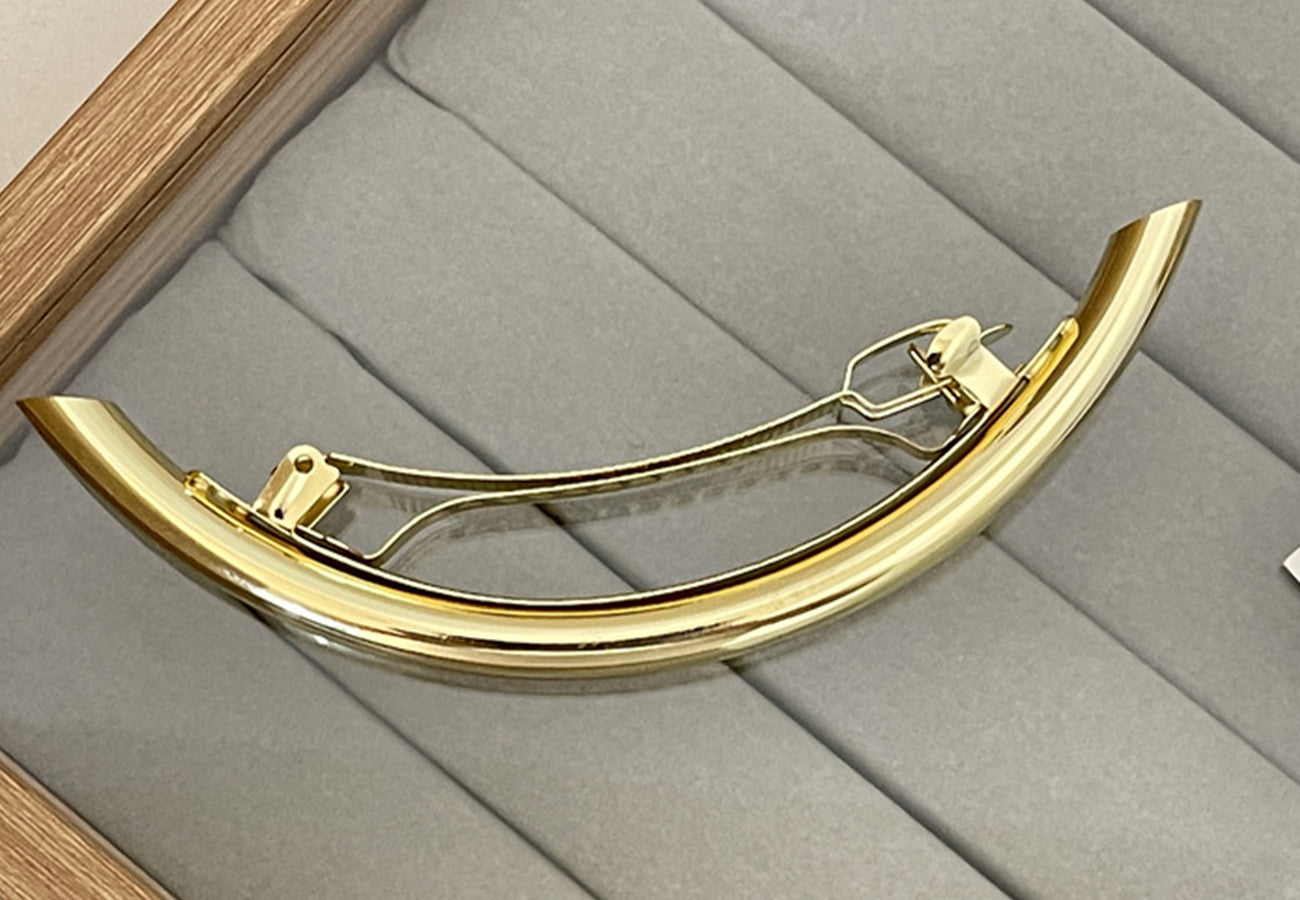 Curved Metallic Hair Barrette