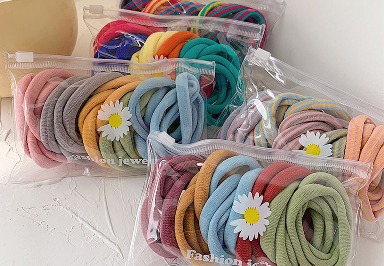 Multicolor Padded Hair Tie Set