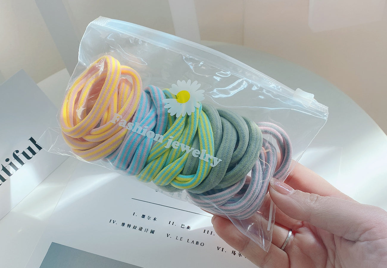 Multicolor Padded Hair Tie Set
