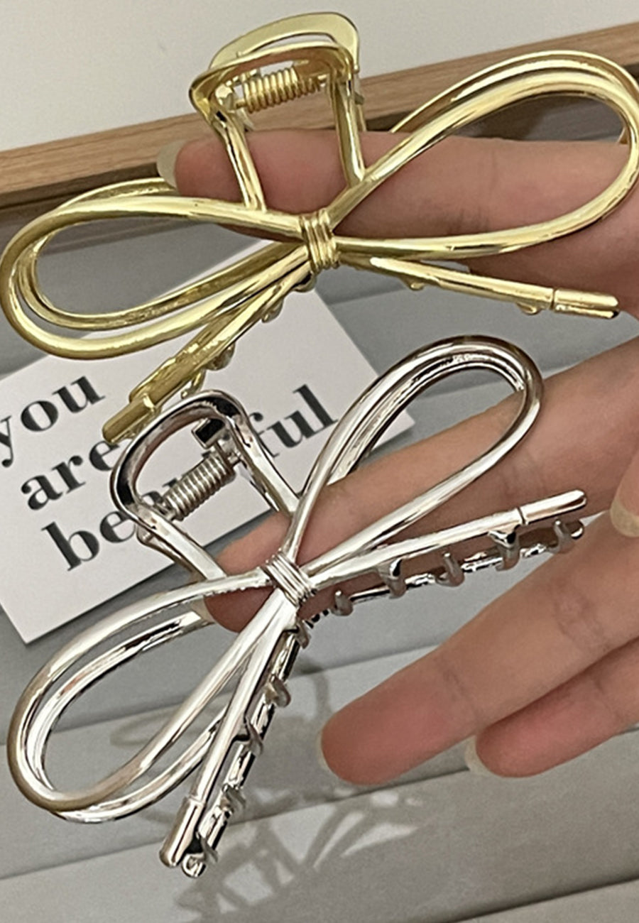 Metallic Bow Design Hair Claw