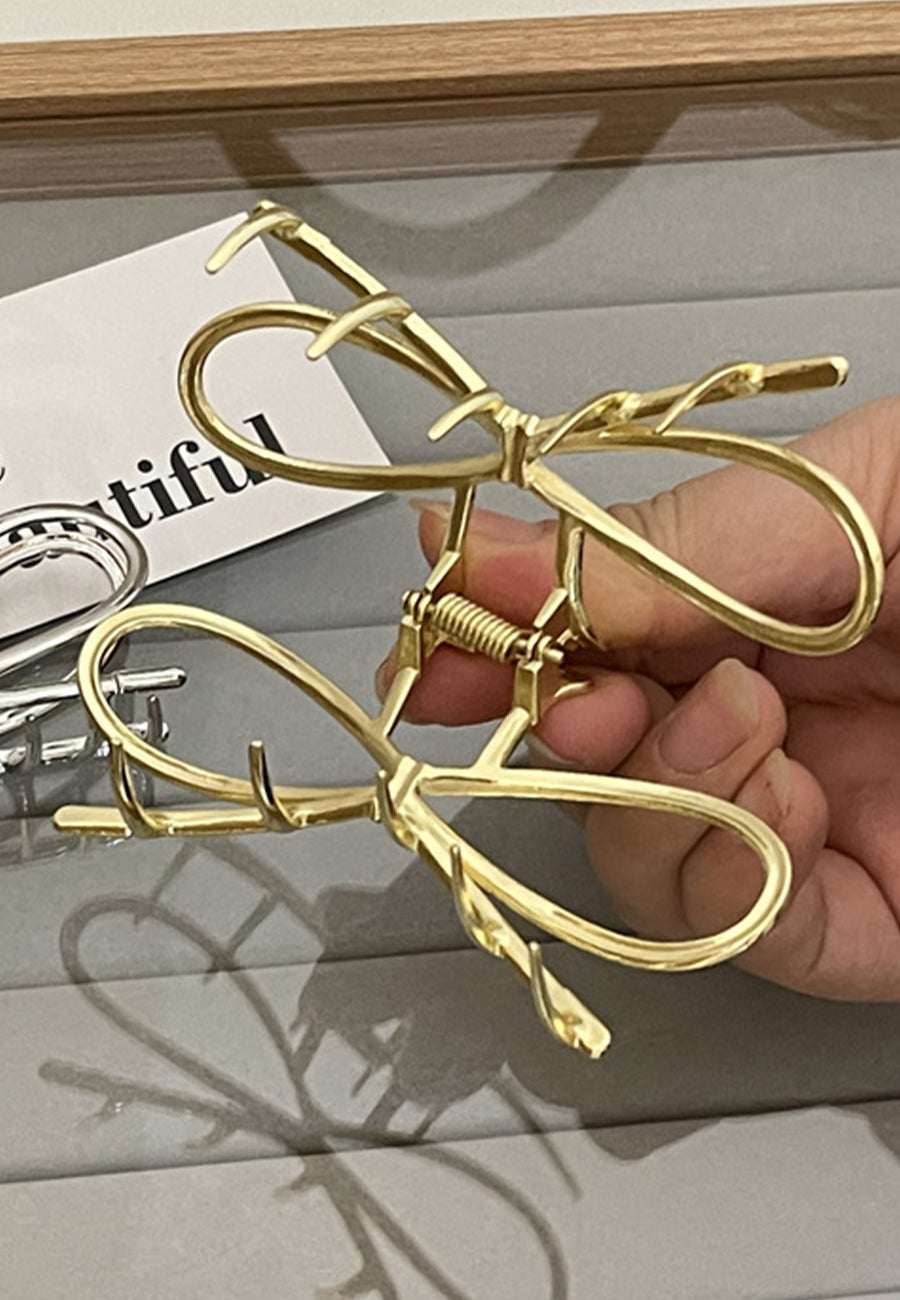 Metallic Bow Design Hair Claw