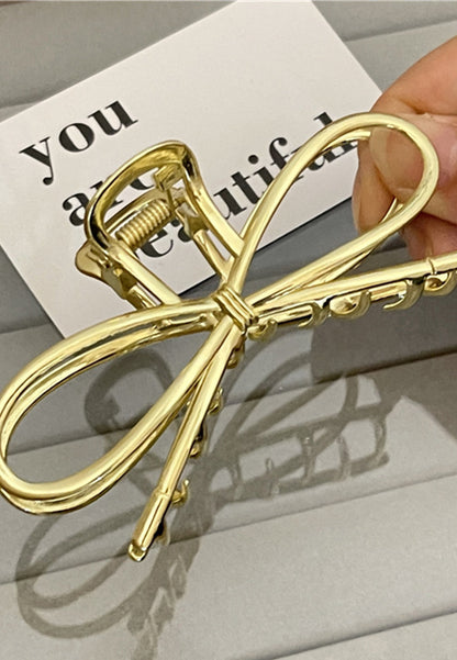 Metallic Bow Design Hair Claw